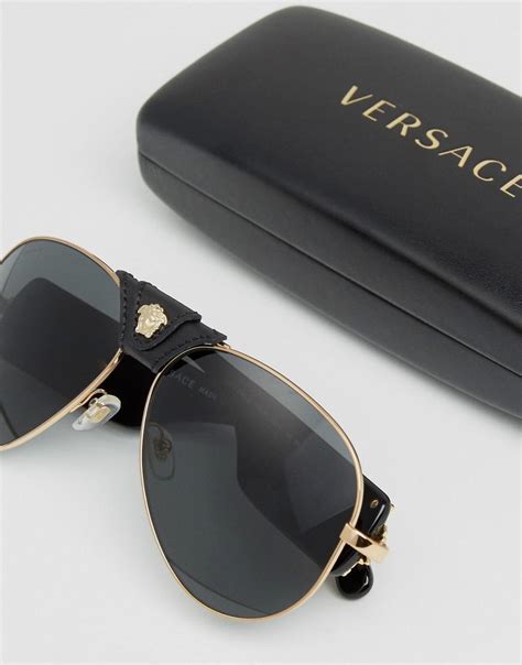 versace aviator gold black sunglasses|designer sunglasses unisex aviators.